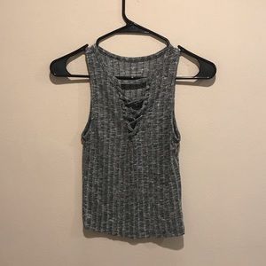 Heather Gray Lace-Up Tank Top